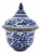 Mid-20th Century Jingdezhen China, Blue and White Covered Pagoda Jar With Brass Bands and Shunzhi Seal Mark For Sale