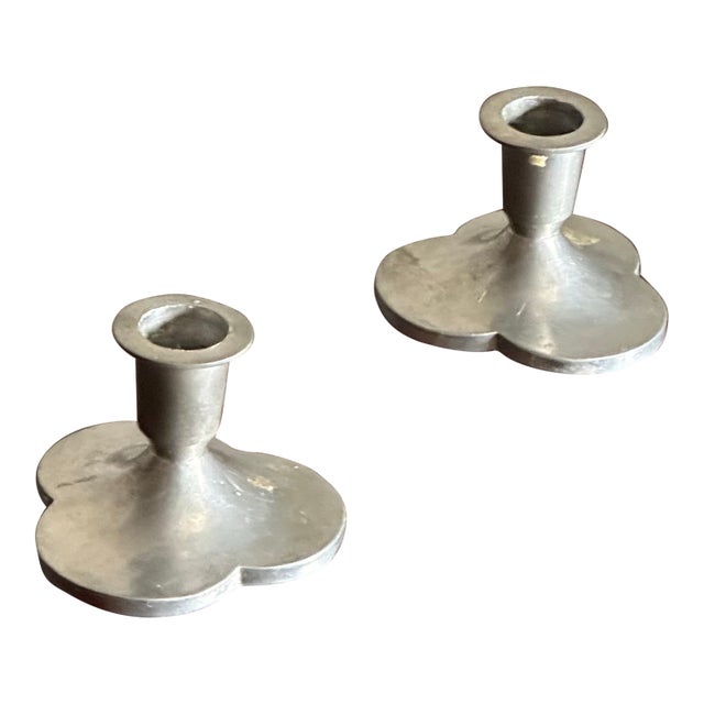 1930s Pewter Candle Holders by Just Andersen, Denmark- A Pair For Sale