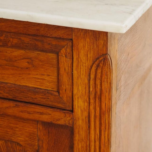 Wood Louis XVI Commode in Oak and Marble Top, 1900 For Sale - Image 7 of 15