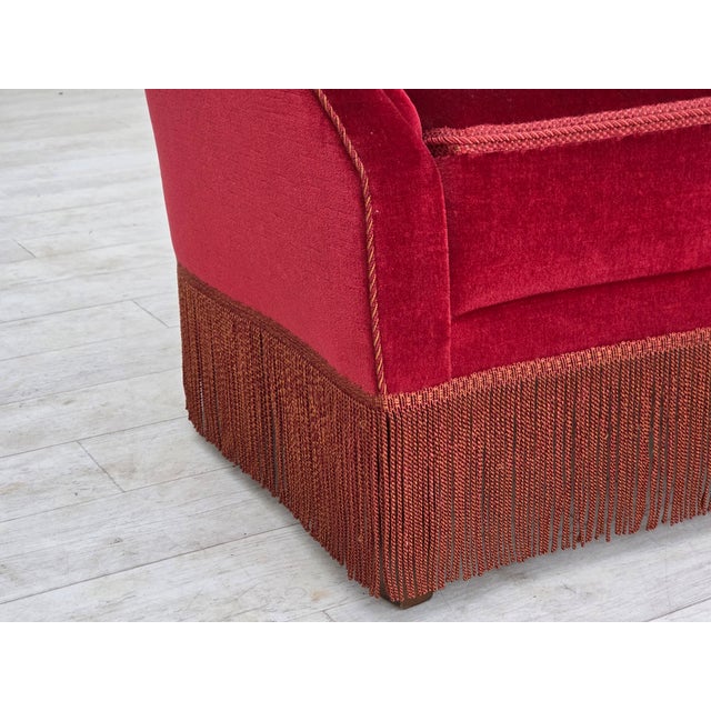 Danish Highback Armchair in Velour with Ash Legs, 1970s For Sale - Image 15 of 18