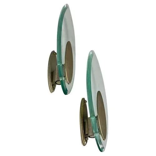 Italian Modern Glass and Brushed Steel Sconces or Wall Lamps attributed to Lumi Milano, 1970, Set of 2 For Sale - Image 12 of 12