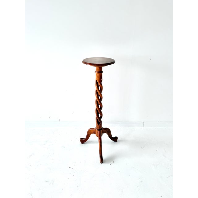 Mid-Century French Mahogany Open Spiral Barley Twist Lamp Stand For Sale - Image 10 of 10