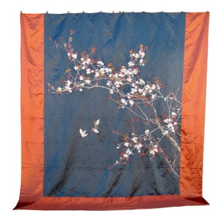 Japanese Silk Embroidery Panel Circa 1920 For Sale