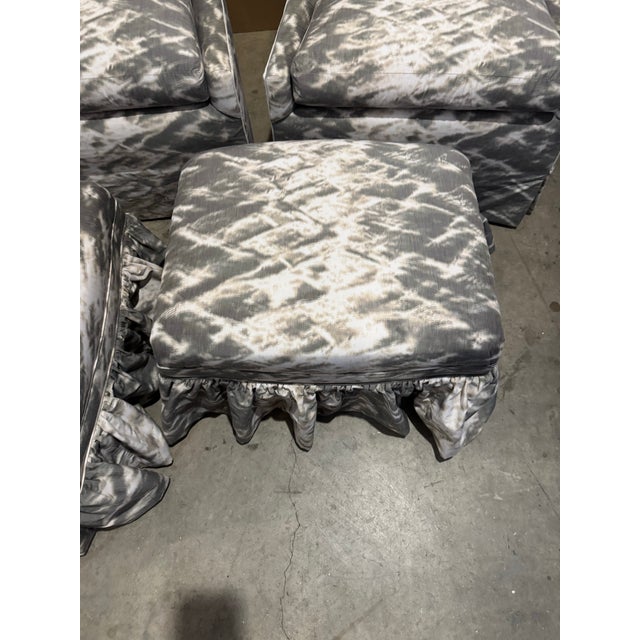 Pair of Luxe Lee Industries Chairs 2421-01 & Pair Swivel Ottomans 1430-00 For Sale - Image 11 of 12