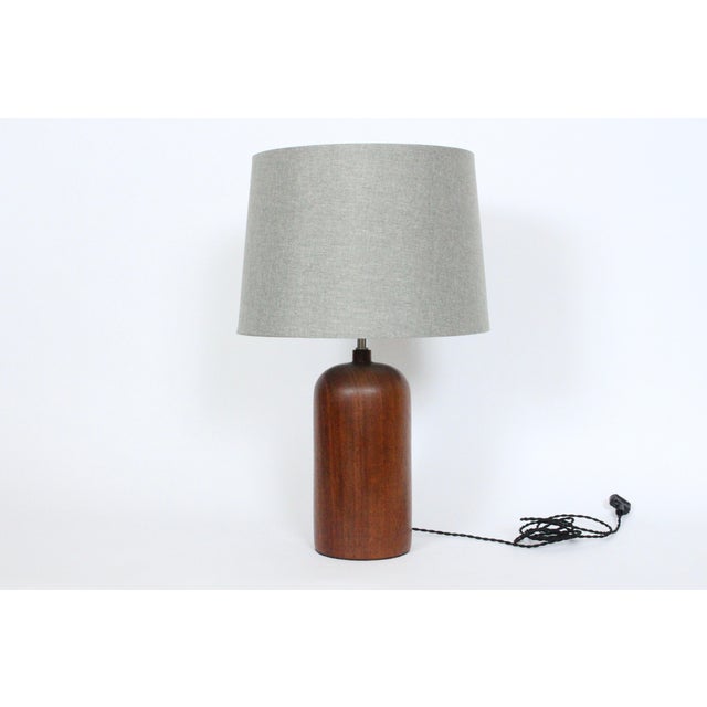 Mid 20th Century Mid 20th Century Danish Modern Solid Turned Dark Teak Table Lamp For Sale - Image 5 of 12