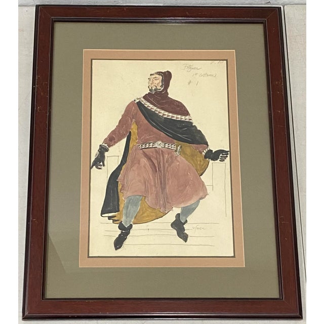 Roger Furse "Waldemar Fitzurse - Ivanhoe" Original Costume Illustration C.1940 For Sale - Image 10 of 10