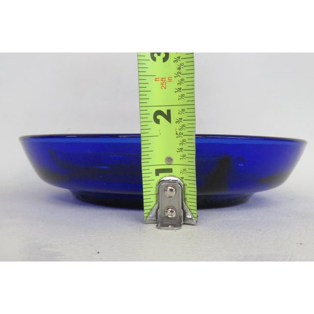 Glass Cobalt Blue Glass Relish Dish Round 3 Compartment Sectioned Serving Bowl 4907b For Sale - Image 7 of 12