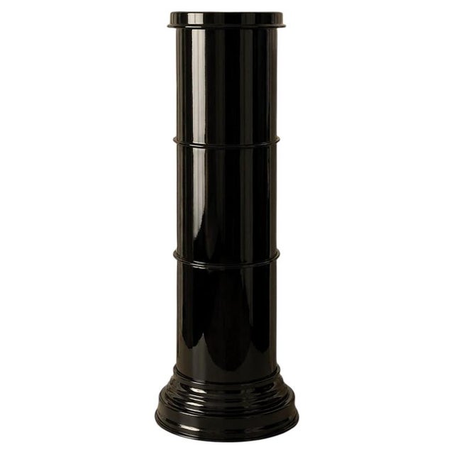 RL 10 Cylindrical Pedestal in Licorice Glossy Varnished Aluminum by Caspal For Sale - Image 9 of 9