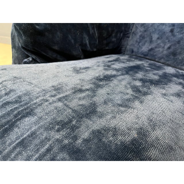 Blue Velvet Karate Lounge Chair from Michel Cadestin, France, 1970s For Sale - Image 9 of 10