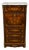 Louis XV Style Drop-Front Secretary in Marquetry Wood with Veined White Marble Top For Sale