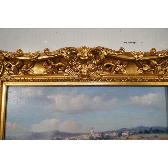 Gold Late 20th Century Christopher Guliano Spanish Villas Tuscany Landscape Oil Painting Italy For Sale - Image 8 of 11