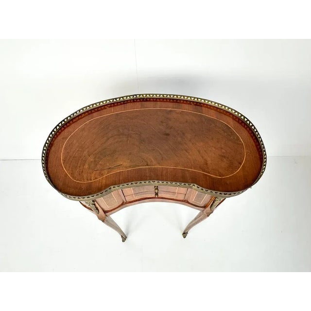 Vintage Kidney-Shaped Side Table with Brass Details For Sale - Image 5 of 14