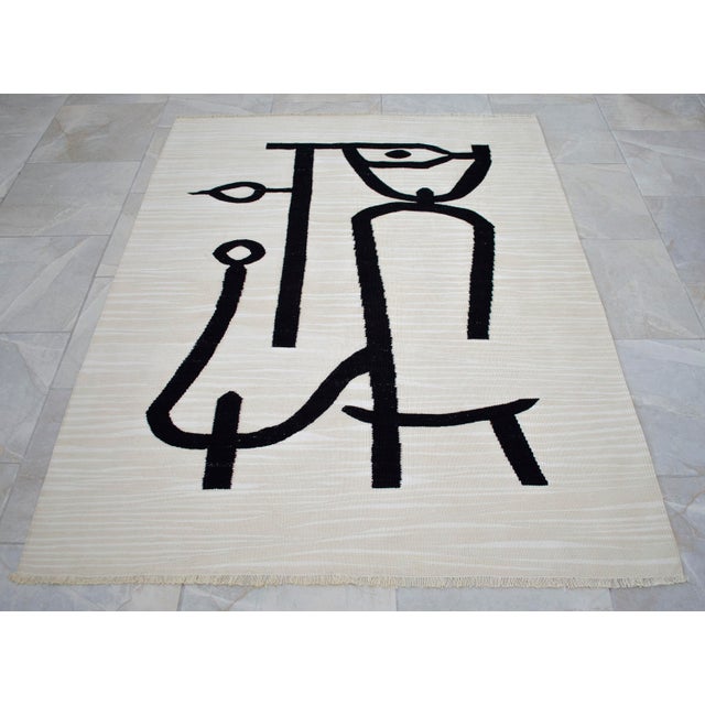 Paul Klee - Lady Apart (Dame Abseits) Inspired Silk Hand Woven Area Wall Rug - 4′3″ × 5′8″ For Sale - Image 15 of 17
