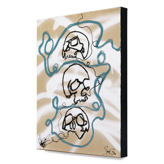 Abstract Hear See Speak - Contemporary Abstract Figurative Mixed Media Artwork on Canvas by Soren Grau For Sale - Image 3 of 9