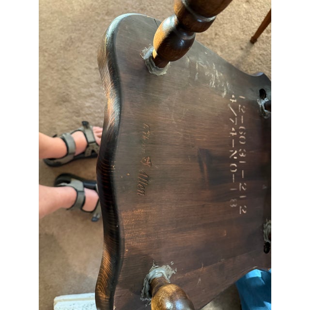 Ethan Allen 1970s Ethan Allen Old Tavern Antiqued Pine Trestle Dining 5' Table With 6 Original Matching Chairs For Sale - Image 4 of 7