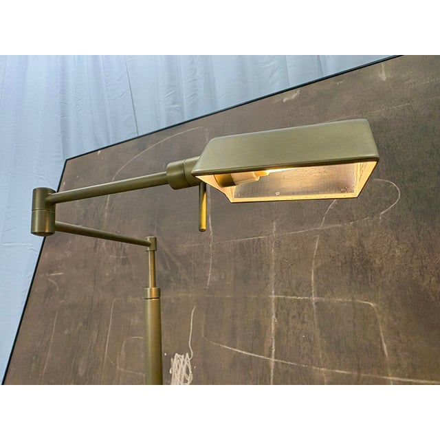 RH Restoration Hardware Métier Task Floor Lamp Lacquered Burnished Brass | Adjustable Swing Arm | Dimmable Task Lighting...