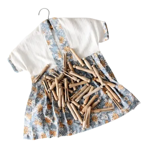 Vintage Wooden Clothespins With Storage Bag