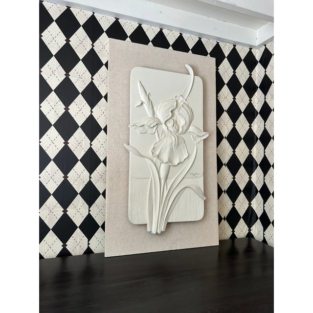 White Iris Relief Signed Limited Edition, Large 36 Inch, Botanical Wall Art For Sale - Image 10 of 14