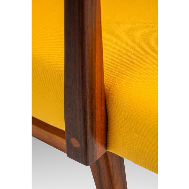 Rare Restored Mid-Century Modern Model C-108 Armchair in Walnut & Canary Yellow Fabric Attributed to Jens Risom for Jens Risom Design, Usa, C. 1950s For Sale - Image 13 of 18