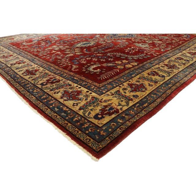 77516 Antique Persian Mohajeran Sarouk Rug, 08'10 x 12'00. The Imperial Bloom: An Antique Persian Mohajeran Sarouk...