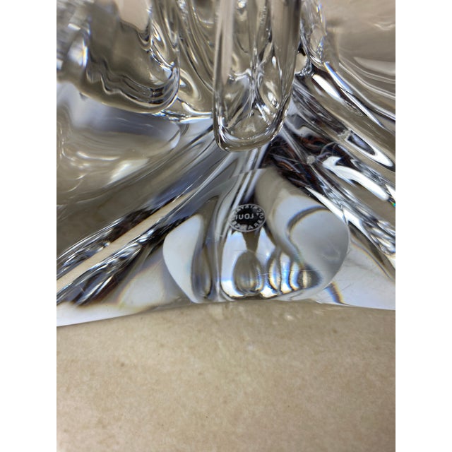 Transparent Maison Saint Louis France Twisted Crystal Table Lamp, Signed French Mid-Century Modern Lighting For Sale - Image 8 of 12