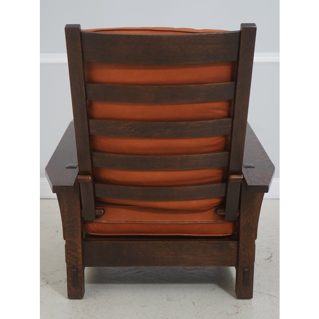 Stickley Stickley Mission Oak and Leather Morris Chair With Ottoman For Sale - Image 4 of 18
