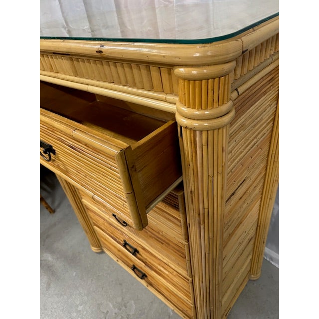 Late 20th Century Late 20th Century Pencil Reed Rattan Tall Chest For Sale - Image 5 of 9