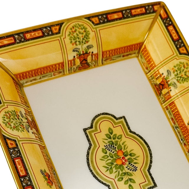 1990s Royal Worcester "Versailles" Fine Bone China Rectangular Trinket Tray With Orangerie Motif For Sale - Image 5 of 9