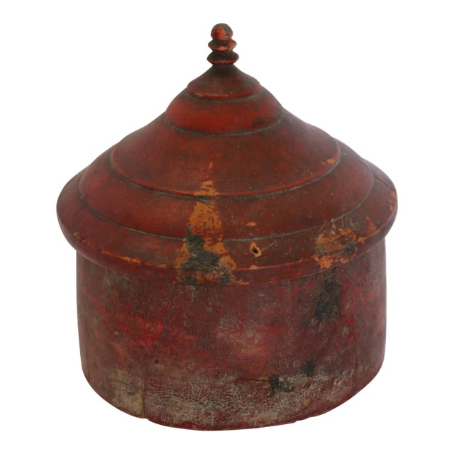 1920s Painted Wooden Box With Lid From India For Sale