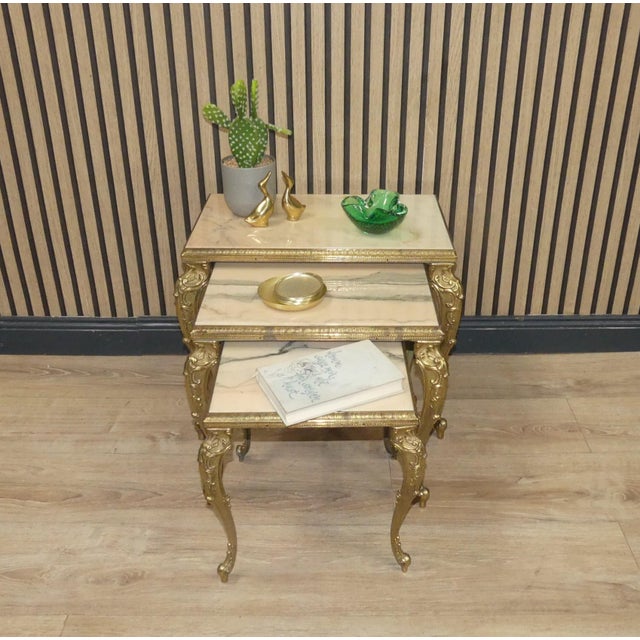 Hollywood Regency Nesting Tables in Marble, 1960s, Set of 3 For Sale - Image 10 of 12