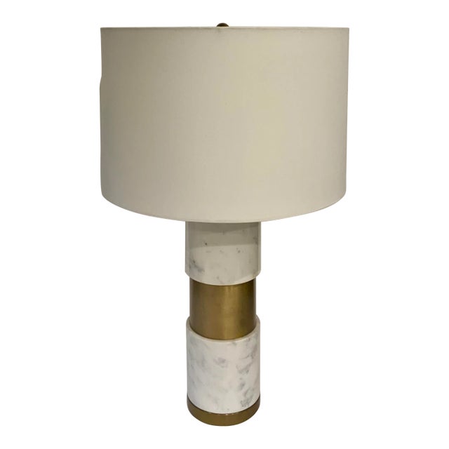 Modern Marble and Satin Brass Finished Table Lamp For Sale