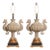 Pair of Monumental Carved Stone Sea Horse Urn Lamps For Sale