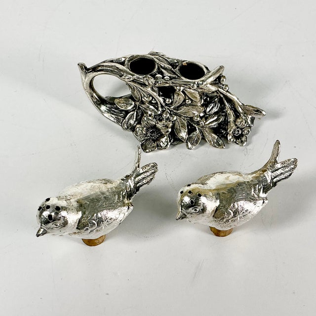 Mid-Century Italian Hollywood Regency Giacometti Style Birds on a Branch Salt & Pepper Shaker - 3 Piece Set For Sale - Image 11 of 12