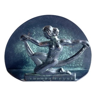 Swedish Art Deco Bronze Napkin Holder with Nude Female Dancer, 1930s For Sale
