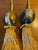 Pair of gorgeous vintage Japanese marble scroll weights with silk tassels known as fuchin, that hang on the bottom of...
