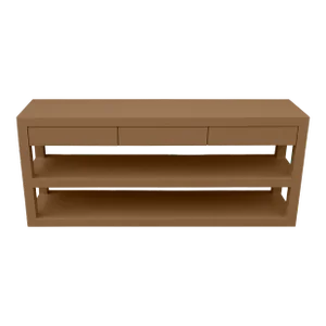 Custom Double Linen Raffia Console Table Paint Name "Chocolate"
