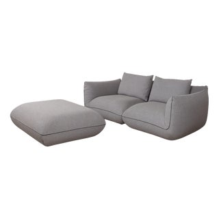 Jalis 21 Set of Fabric Two-Seater Stool and Grey Sofa, Set of 2 For Sale