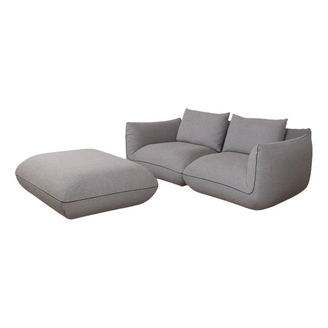 Jalis 21 Set of Fabric Two-Seater Stool and Grey Sofa, Set of 2 For Sale