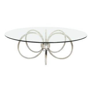 Midcentury Chrome & Glass Coffee Table For Sale