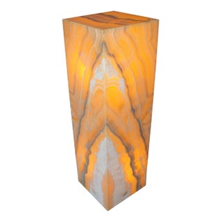 Onyx Orange Square Lamp For Sale
