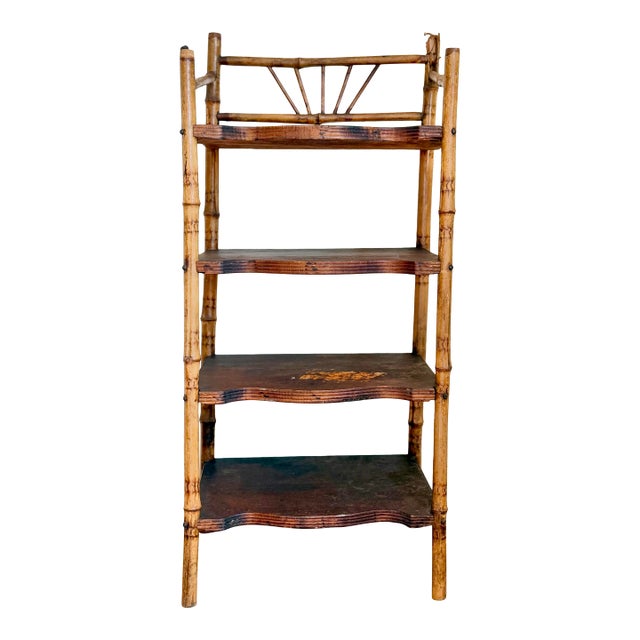 Antique English Tortoiseshell Bamboo 4-Tier Étagère, Circa 1800s For Sale