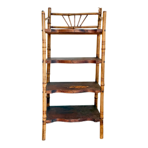 Antique English Tortoiseshell Bamboo 4-Tier Étagère, Circa 1800s