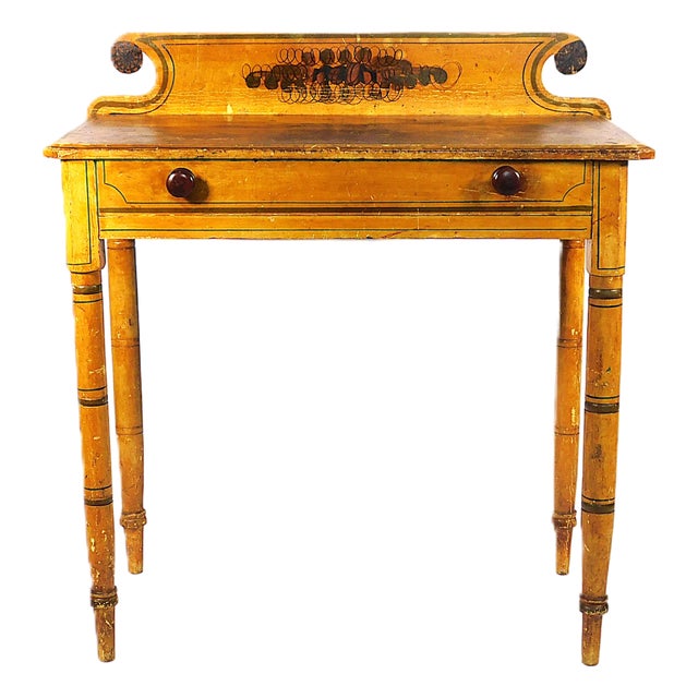19th C. Maine Mustard Painted Dressing Table For Sale