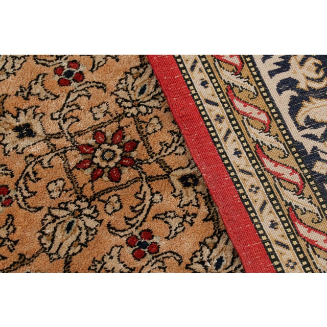 Beige Antique Persian Qum Rug in Beige-Brown and Red Floral Pattern, From Rug & Kilim For Sale - Image 8 of 8