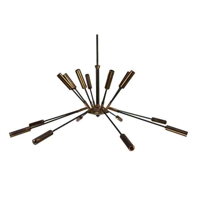 Brass Sputnik 16-Arm Chandelier from Stilnovo, Italy, 1950s For Sale