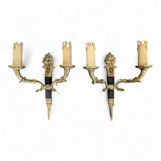 Empire Gilt Wall Sconces, Set of 2 For Sale