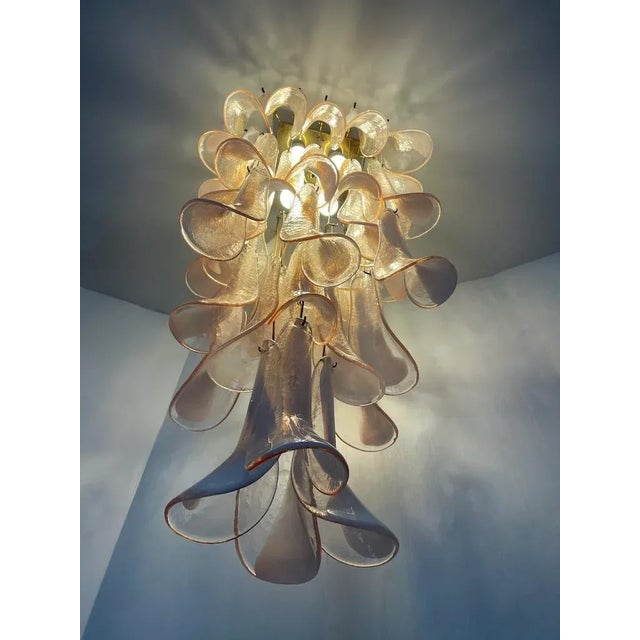 Pink Vintage Pendant Lamp in Pink Murano For Sale - Image 8 of 10