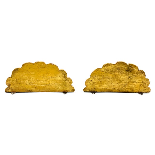 Mid 20th Century Vintage Italian Florentine Giltwood Wall Brackets - A Pair For Sale - Image 5 of 9