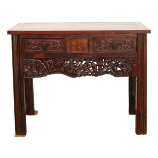 Rustic Heavily Carved Chinese Altar Console For Sale