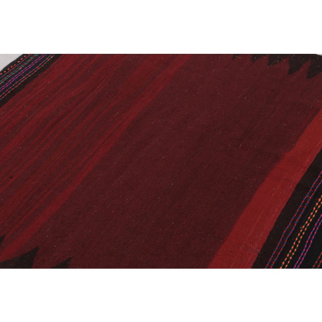 Rug & Kilim Vintage Sofreh Persian Kilim, Square Rug in Deep Red Open Field - Rug & Kilim For Sale - Image 4 of 8